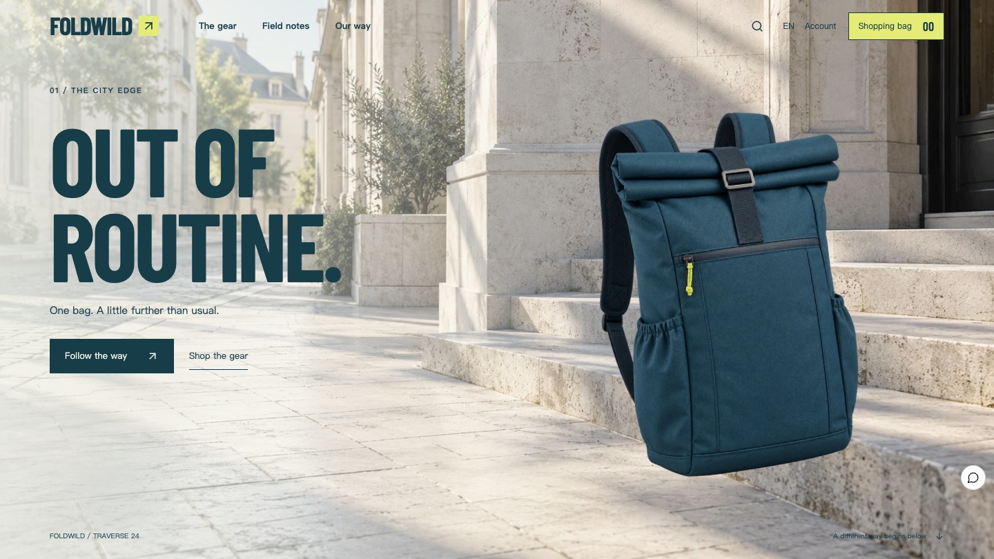 Outdoor Backpack Brand Website Design: How FOLDWILD Takes One Bag on a Whole Journey