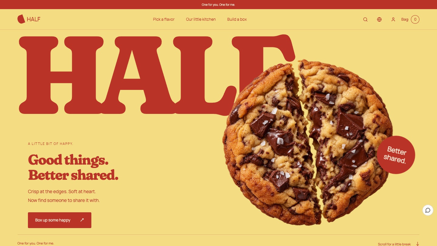 Bakery Gift Box Website Design: How HALF Makes Sharing the Story