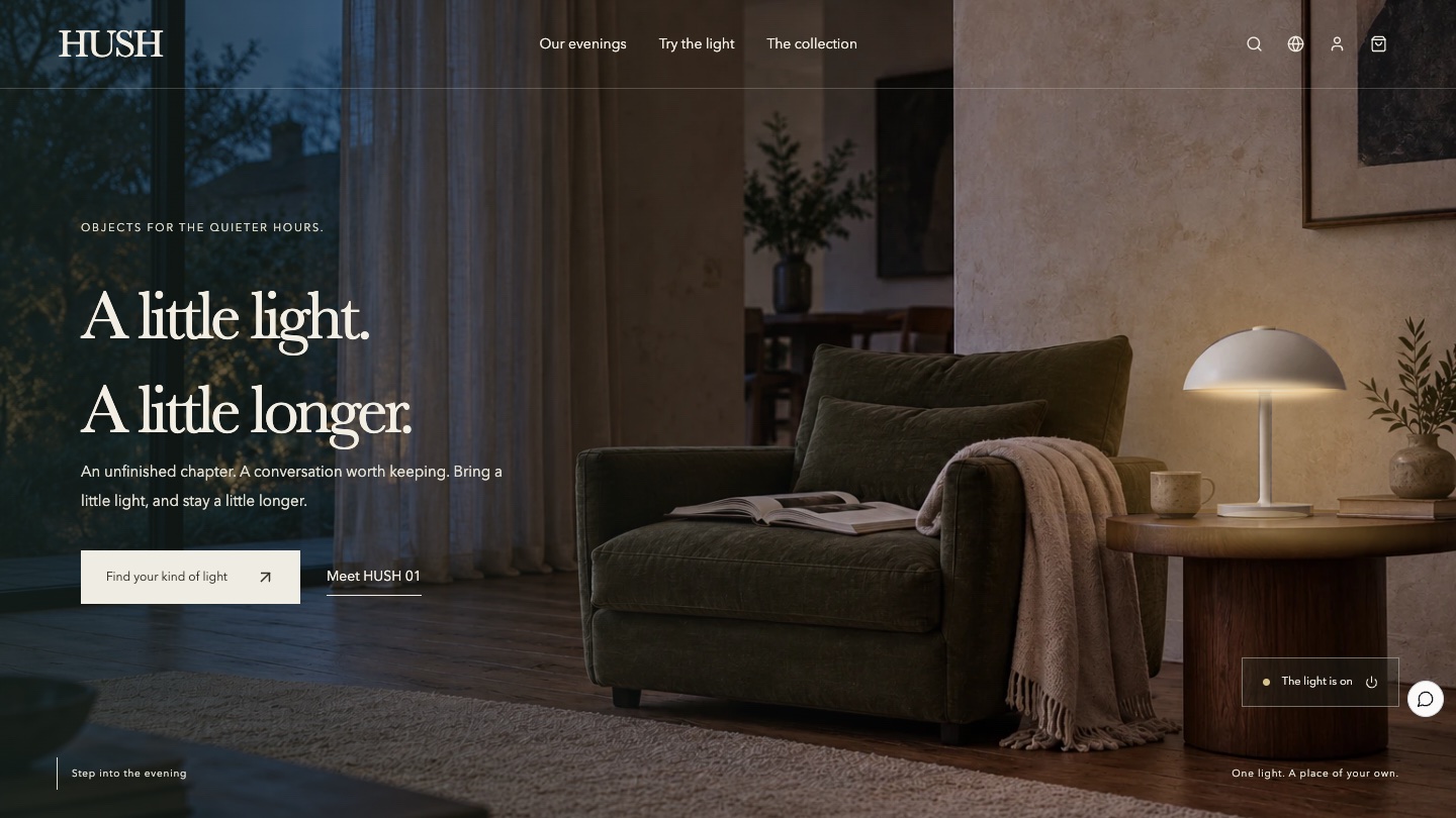 Lighting Brand Website Design: 6 Page Decisions Behind HUSH