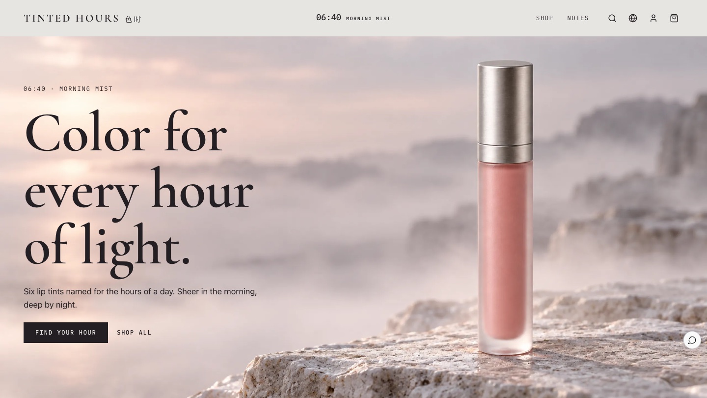 Beauty Brand Website Design: How Tinted Hours Makes Choosing a Shade the Story