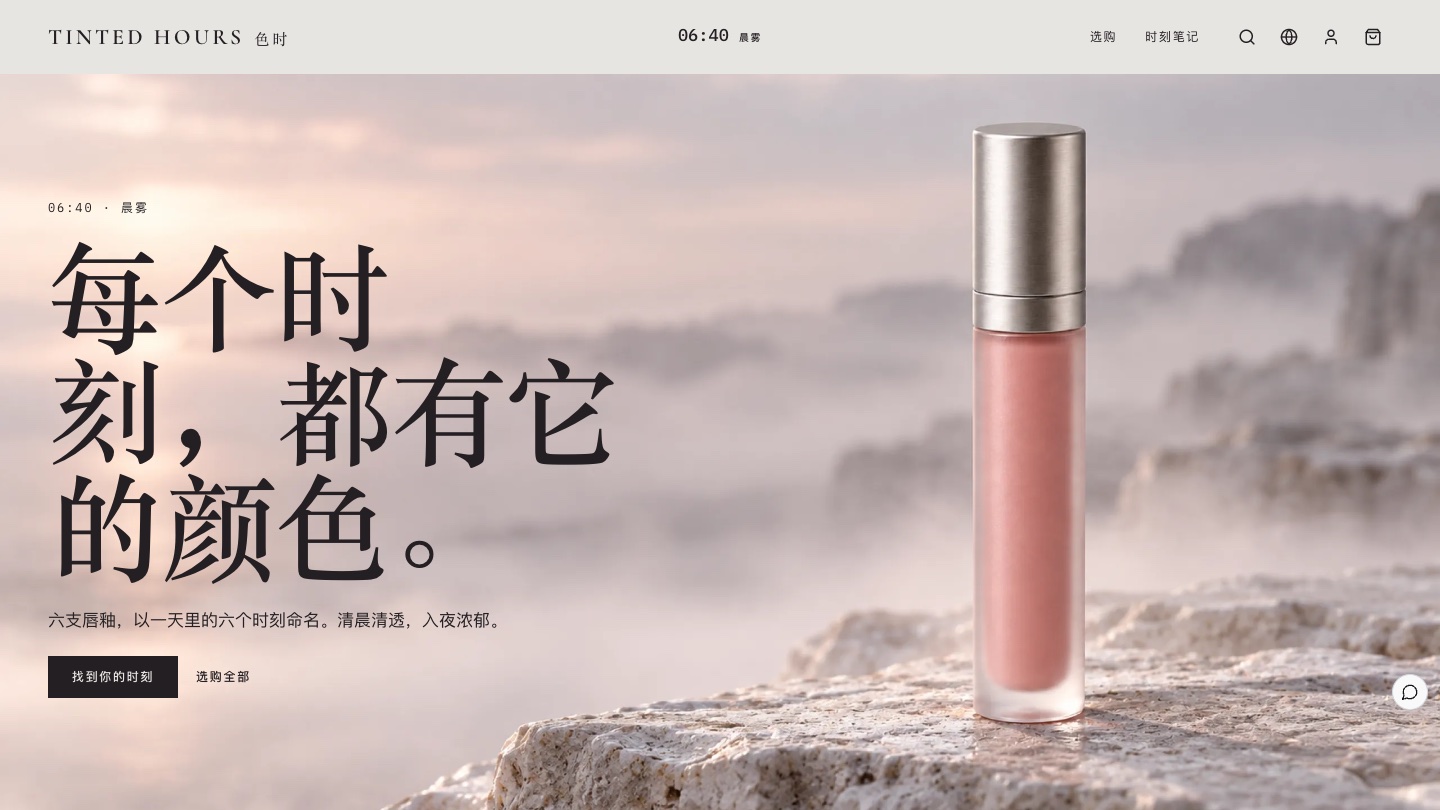 美妝品牌網站怎樣設計：色時 Tinted Hours 把「選色號」變成主角