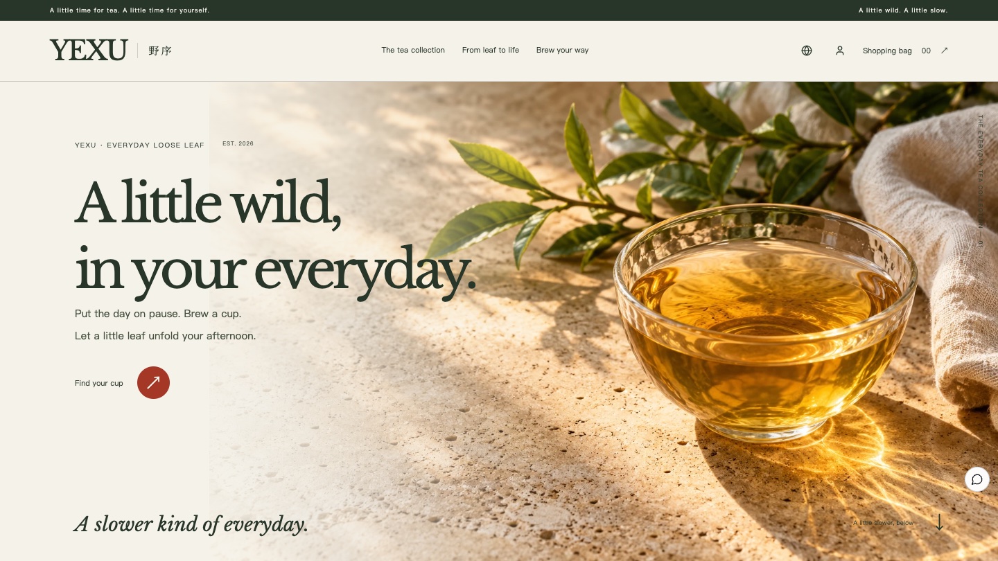 Tea Brand Website Design: How YEXU Builds Choosing and Brewing into the Page