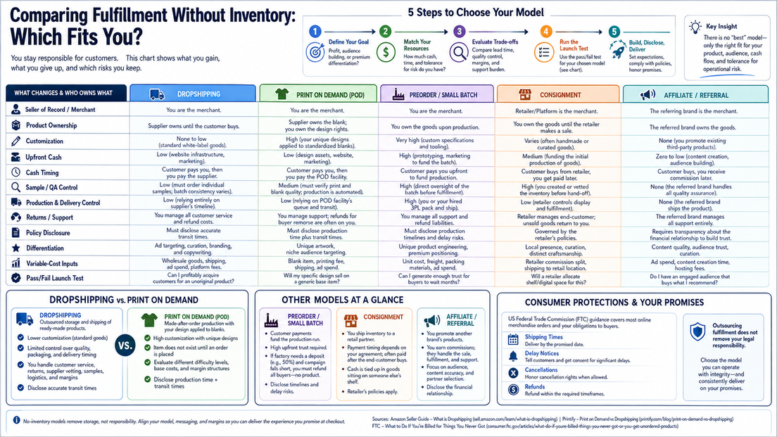 Decision framework for Comparing Fulfillment Without Inventory: Which Fits You?