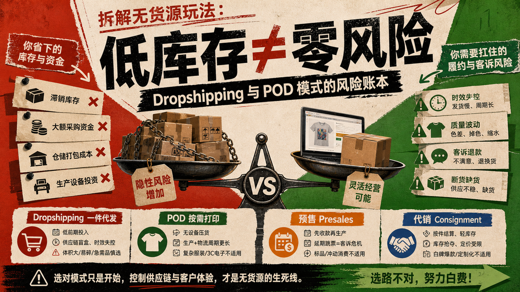 拆解无货源玩法:Dropshipping与POD模式的风险账本
