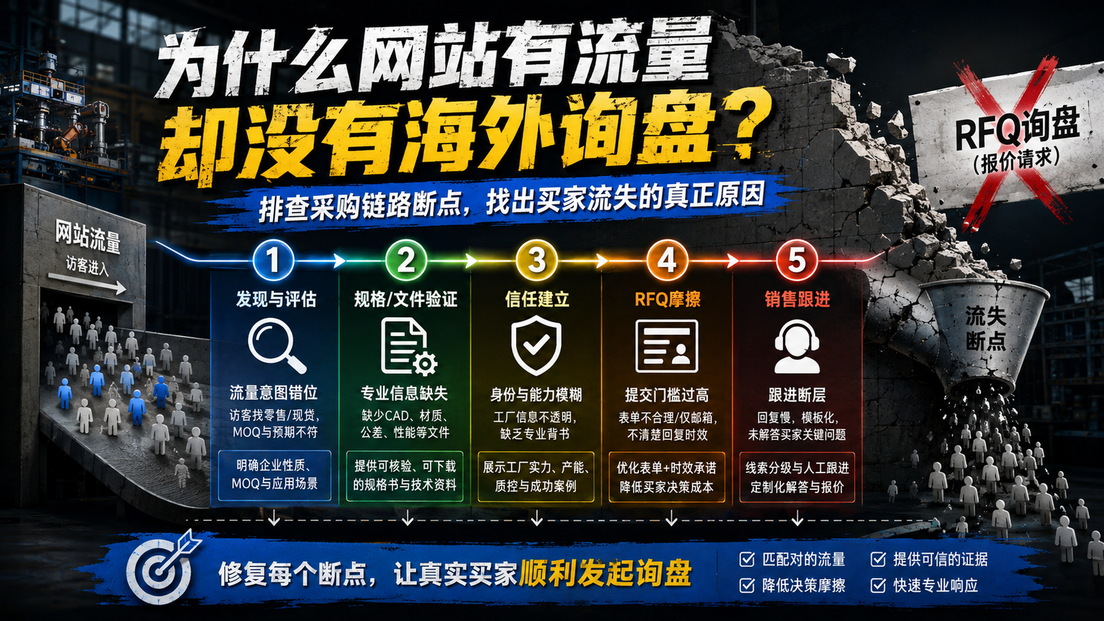B2B外贸独立站为什么没有询盘？排查采购链路断点