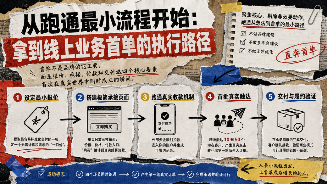 从跑通最小流程开始：拿到线上业务首单的执行路径