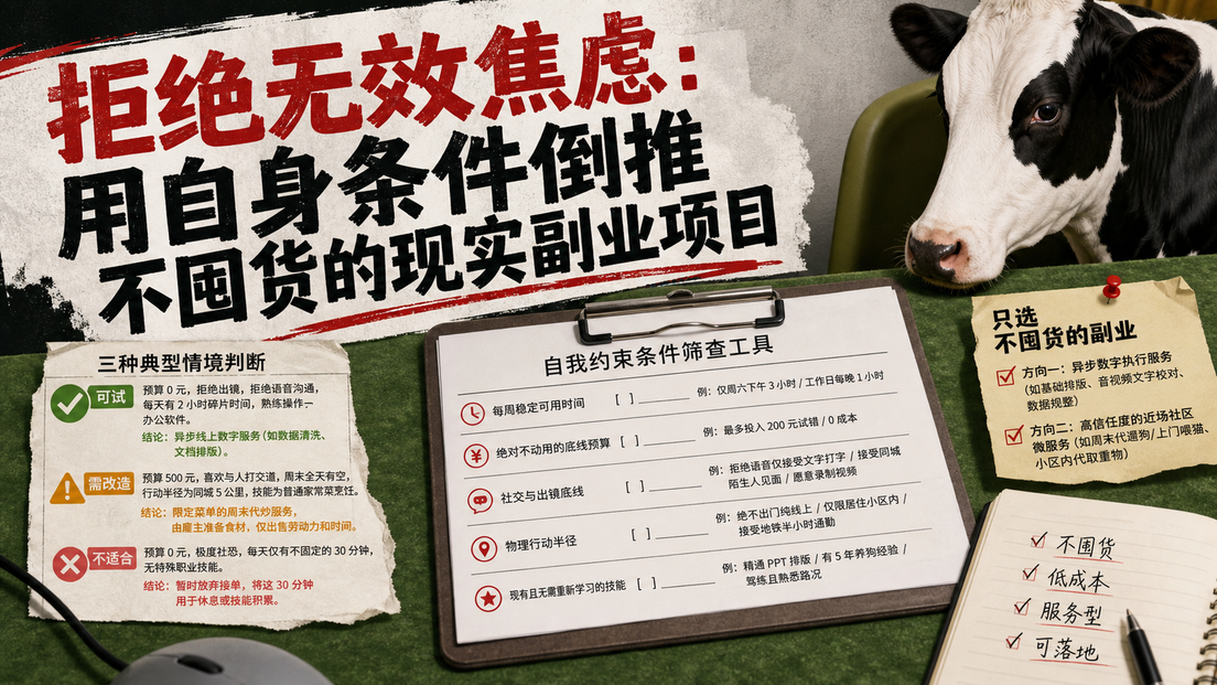 拒绝无效焦虑：用自身条件倒推不囤货的现实副业项目