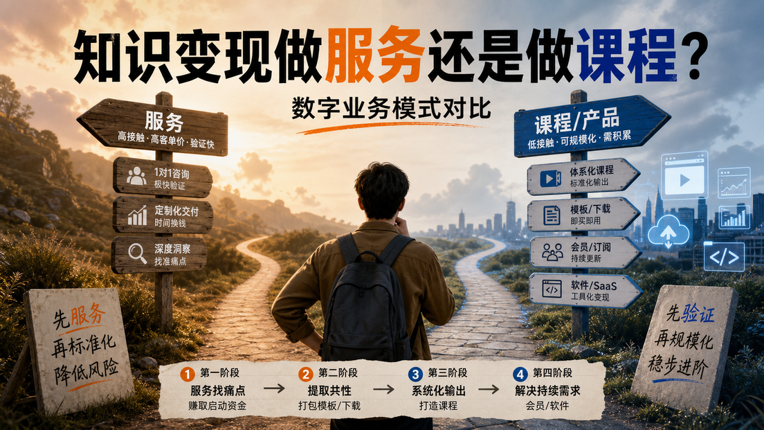 知识变现做服务还是做课程？数字业务模式对比