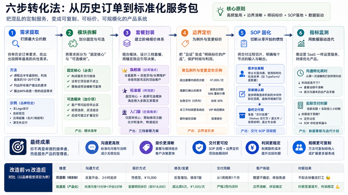 接单业务如何打破时间上限：定制服务的标准化与产品化设计的核心决策框架图