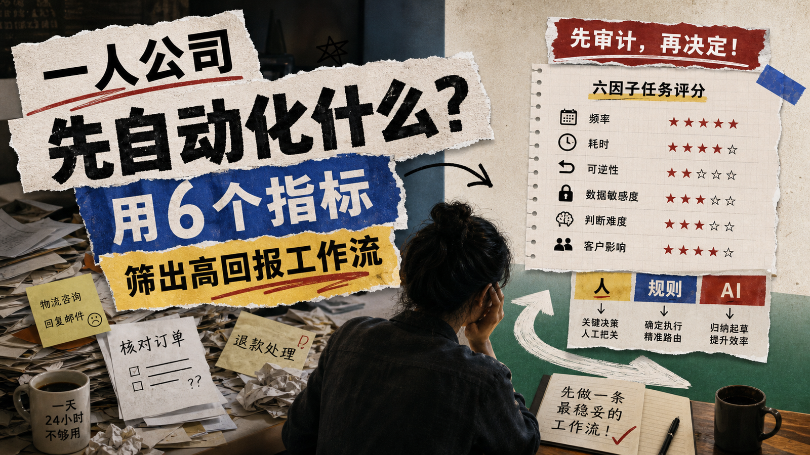 一人公司先自动化什么?用 6 个指标筛出高回报工作流